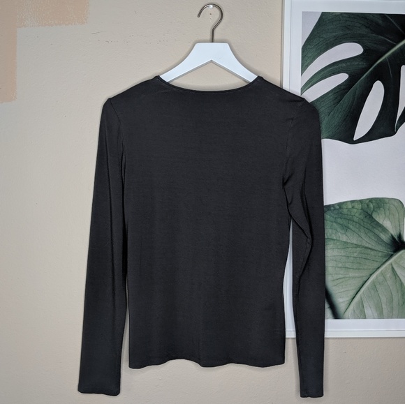 Eileen Fisher Crew Neck Long Sleeves Shirt Gray - Picture 3 of 5